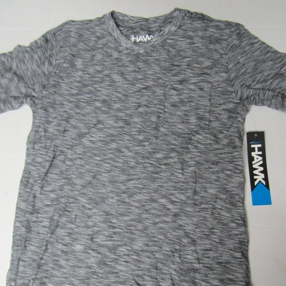 Tony Hawk variegated black V neck short sleeve top size L 14 16 NWT - Picture 1 of 3